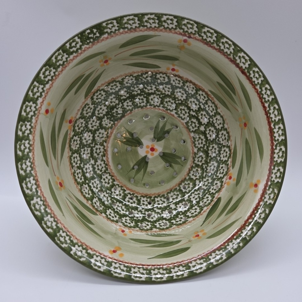 Temptations Old World by Tara Green Colander Bowl 4.25" Tall x 9.75" Diameter